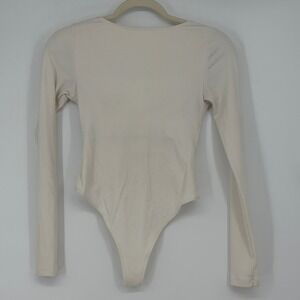 Girlfriend Collective Ribbed Long Sleeve Bodysuit Cream Size S